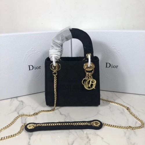 MINI LADY  DIOR TOTE BAG IN EMBROIDERED CANVAS C4531 black