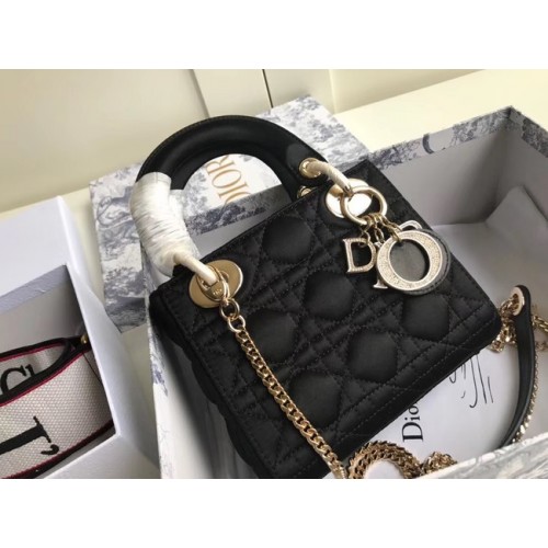 MINI LADY DIOR SATIN BAG M424 black