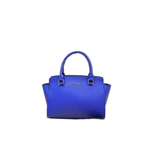 Michael Kors Medium Selma Top-Zip Satchel Bag Blue