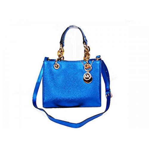 Michael Kors Mini Jet Set Travel Bag in Pearized Leather N8861 Blue