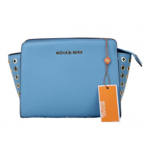 Michael Kors Mini Selma Messenger Bag Original Leather MK1889 Light Blue