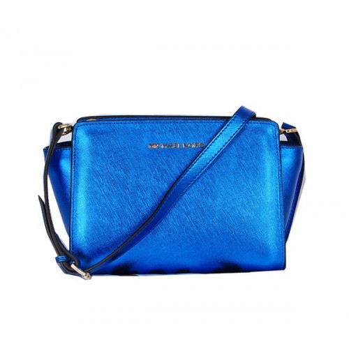 Michael Kors Mini Selma Messenger Bag Original Leather MK8710 Blue