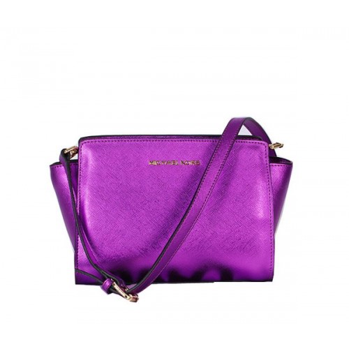 Michael Kors Mini Selma Messenger Bag Original Leather MK8710 Purple