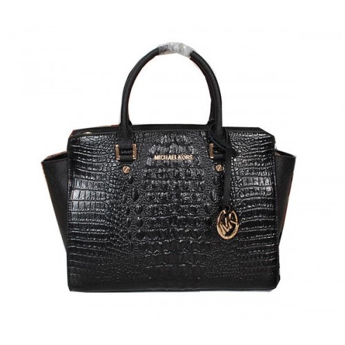 Michael Kors Selma Bag in Croco Leather MK0909 Black