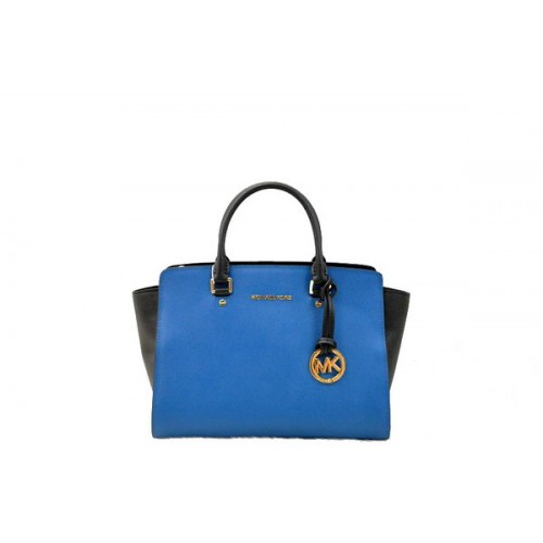 Michael Kors Selma Top-Zip Satchel Bag 1900 Black&Blue