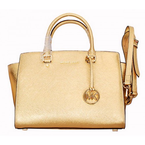 Michael Kors Selma Top-Zip Satchel Bag 8700 Gold