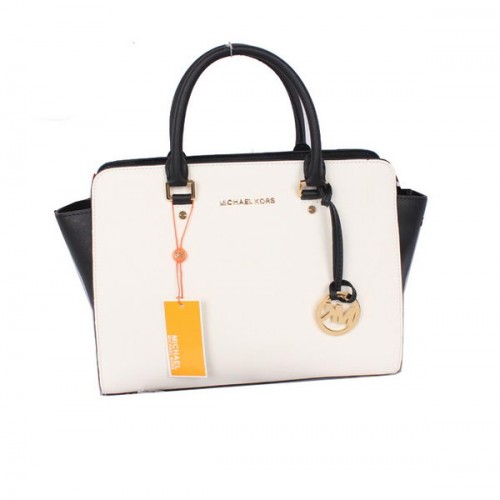 Michael Kors Selma Top-Zip Satchel Bag MK115 Black&White