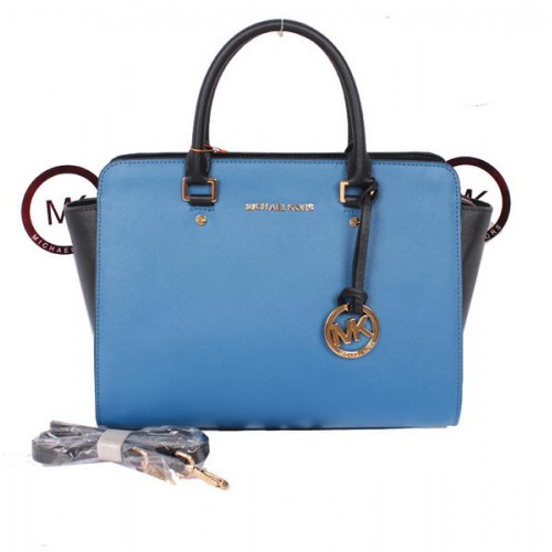 Michael Kors Selma Top-Zip Satchel Bag MK115 Blue&Black