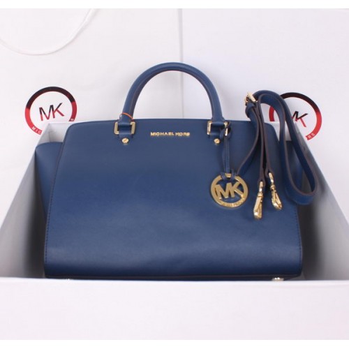 Michael Kors Selma Top-Zip Satchel Bag MK115 Blue