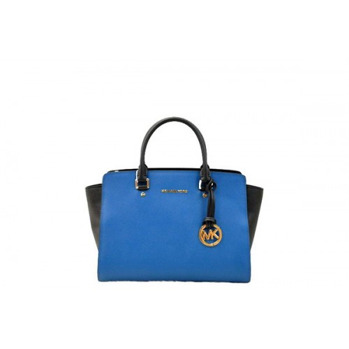 Michael Kors Selma Top-Zip Satchel Bag MK1990 Blue&Black