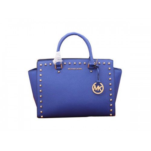 Michael Kors Selma Top-Zip Satchel Bag MK8002 Blue