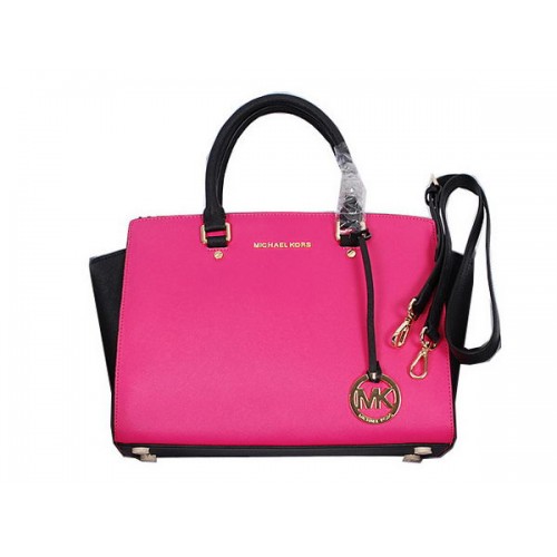 Michael Kors Selma Top-Zip Satchel Bag MK8700 Rose&Black