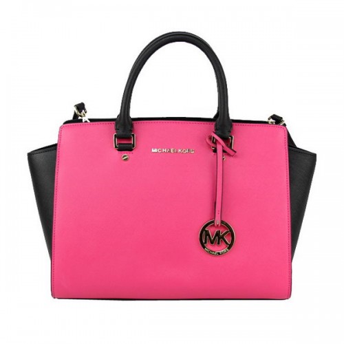 Michael Kors Selma Top-Zip Satchel Bag MK8803 Peach&Black