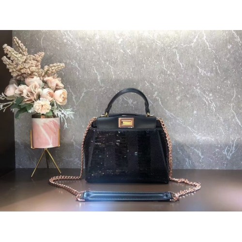 FENDI PEEKABOO ICONIC MINI Beads bag F1359 black