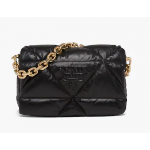 Padded nappa leather shoulder bag 1BD306 black