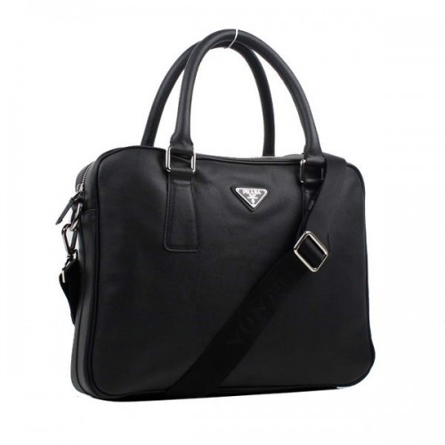 Prada BL0791 Saffiano Calf Leather Top Handle Bag Black