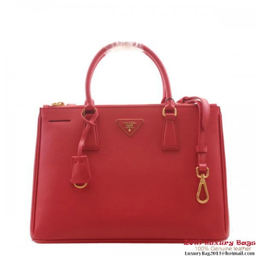 Prada BN2274 Saffiano Red Calfskin Leather Tote Bag