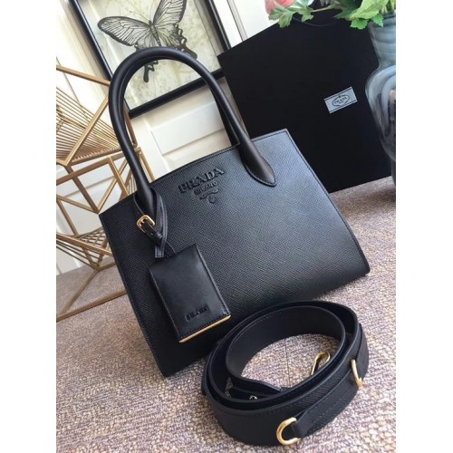 Prada Bibliotheque Handbag in Calf Leather 1BA156 black