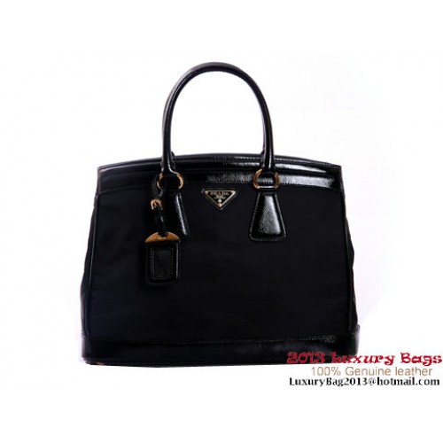 Prada Bluette Saffiano Leather Lux Canvas Handbag BN2402 Black