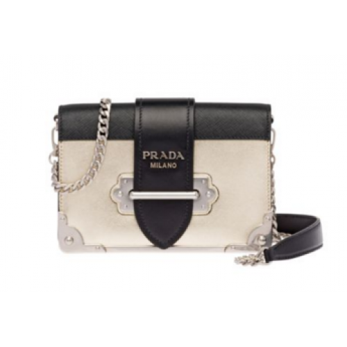 Prada Cahier calf leather bag 1BH018 gold