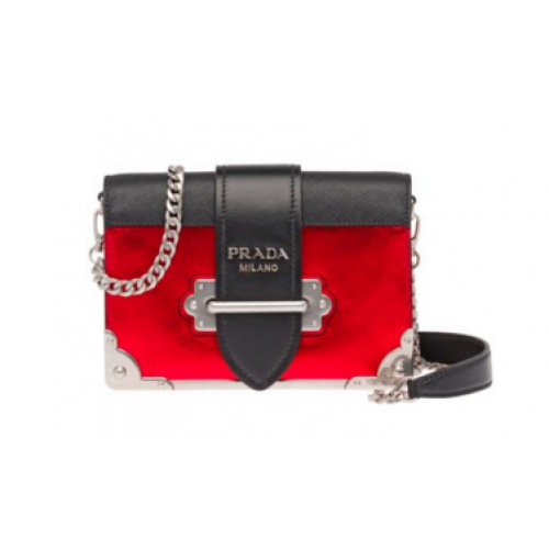 Prada Cahier calf leather bag 1BH018 red