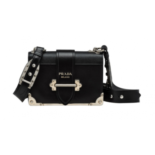 Prada Cahier leather bag 1BD045 black