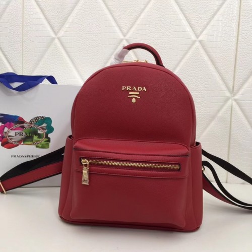 Prada Calf leather backpack 2819 red