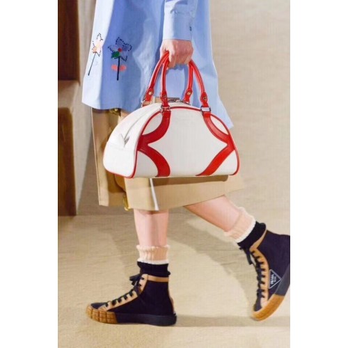 Prada Calf skin tote 1BD071 white&red