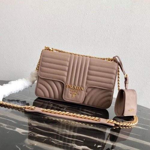 Prada Diagramme medium leather bag 1BD108 Dark Pink