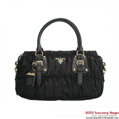 Prada Gaufre Fabric Top Handle Bag BN1407 Black