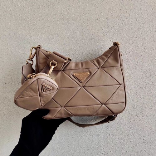Prada Gaufre nappa leather shoulder bag 1BC151A  Biscuits