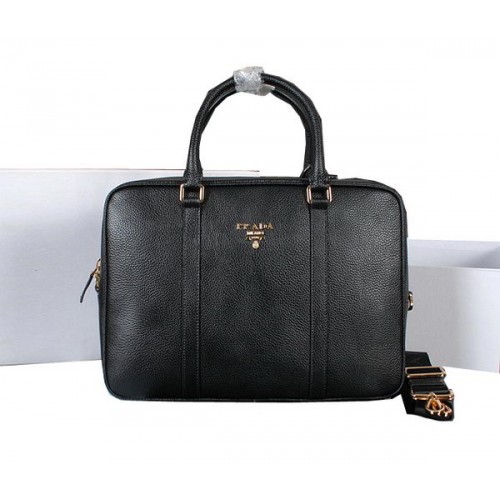 Prada Grainy Calf Leather Briefcase 80661 Black