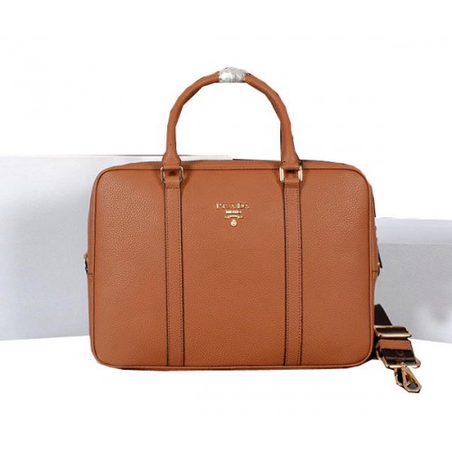 Prada Grainy Calf Leather Briefcase 80661 Wheat