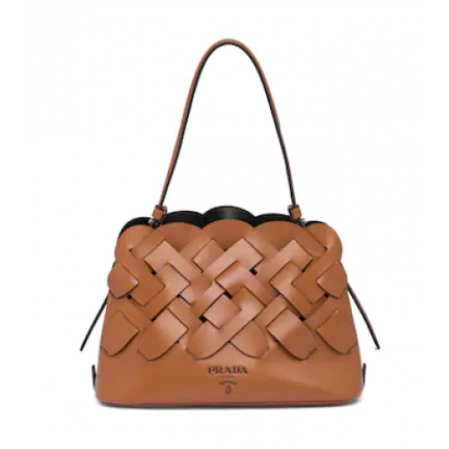 Prada Leather Prada Tress Handbag 1BA290 brown