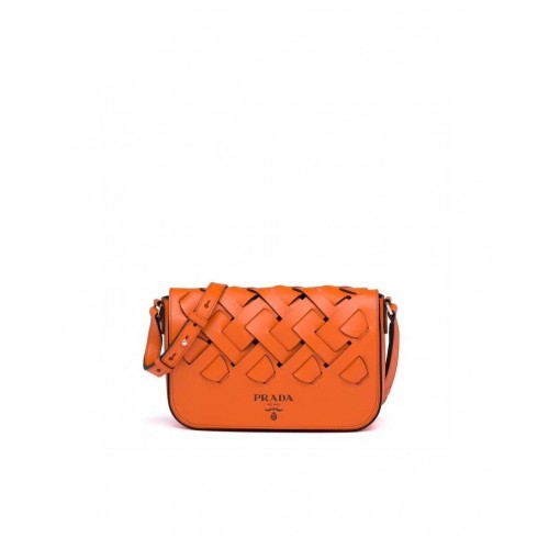 Prada Leather Prada Tress Shoulder Bag 1BD246 orange