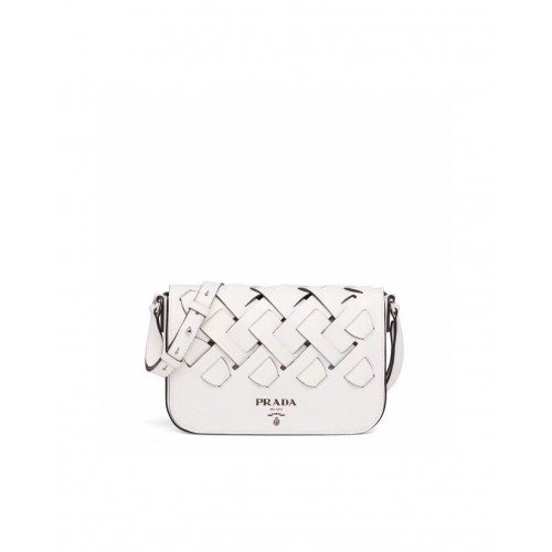 Prada Leather Prada Tress Shoulder Bag 1BD246 white