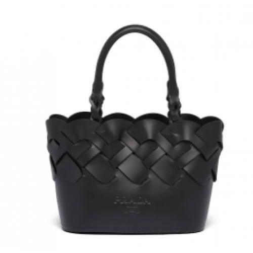 Prada Leather Tress Tote 1BG318 black