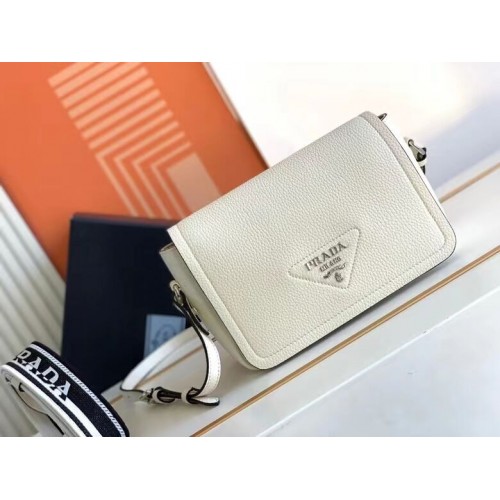 Prada Leather bag with shoulder strap 1DB443 white
