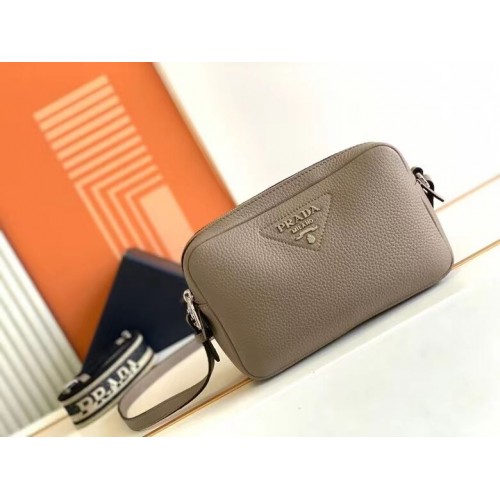 Prada Leather bag with shoulder strap 1DB820 gray