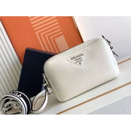 Prada Leather bag with shoulder strap 1DB820 white
