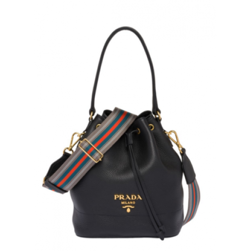 Prada Leather bucket bag 1BE018 black