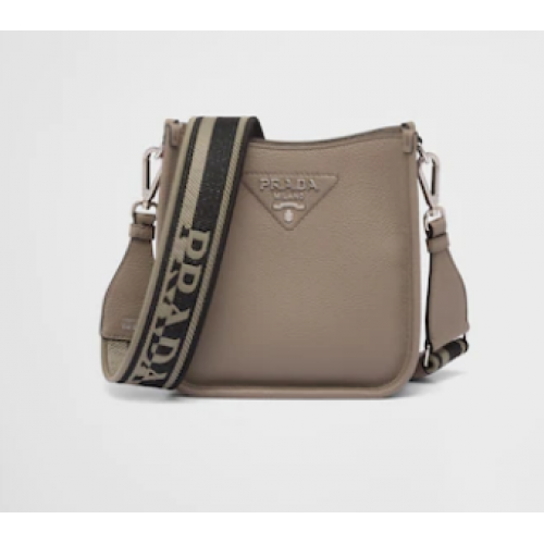 Prada Leather mini shoulder bag 1BH191 gray