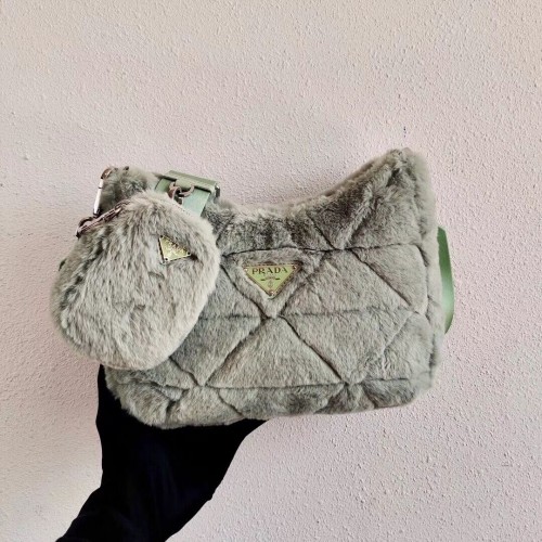 Prada Mink hair shoulder bag 1BC151M light green