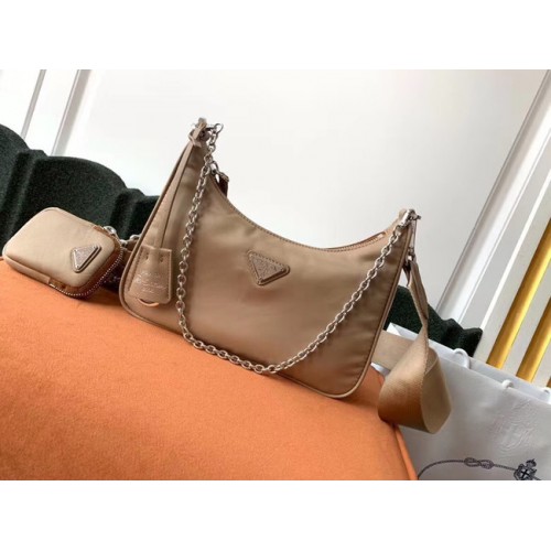 Prada Re-Edition 2005 nylon shoulder bag 1BH204 apricot