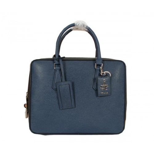 Prada Original Leather Briefcase 305M Blue