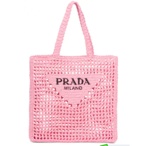 Prada Raffia tote bag 1BG393 pink