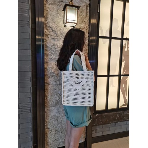 Prada Raffia tote bag 1CH393 white