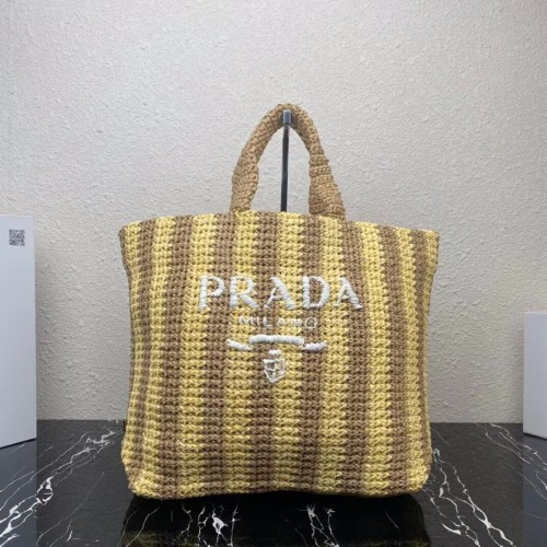 Prada Raffia tote bag 1NE229 yellow
