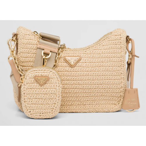 Prada Re-Edition 2005 raffia bag 1BH204 tan