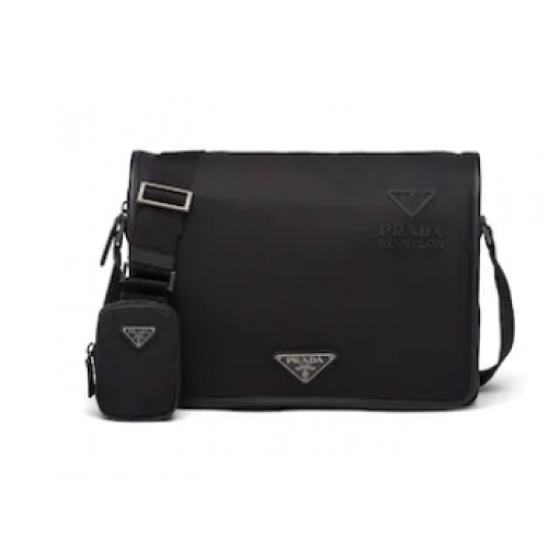 Prada Re-Nylon and Saffiano leather shoulder bag 2VD039 black